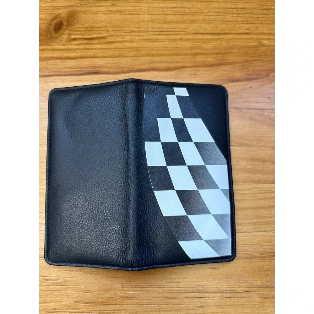 Checkered Black & White Design‎ Leather Checkbook Cover